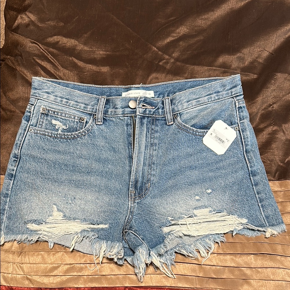Altar'd State Blue Jean Shorts Distressed Frayed Hem